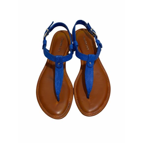 Gianni Bini Women's 9.5 Lyla Bini Blue Open Toe Buckle Closure T-Strap Sandals - Picture 3 of 7